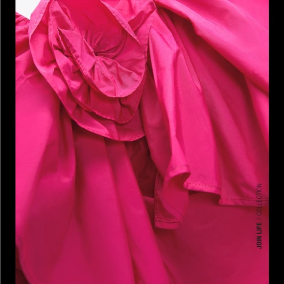 Zara raised rose ruffled asymmetric voluminous top - Picture 14 of 16
